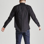 Slim Fit Contrast Placket Shirt // Black (S)