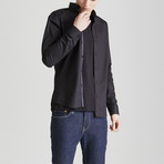 Slim Fit Contrast Placket Shirt // Black (XL)