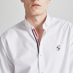 Slim Fit Contrast Placket Shirt // White (XL)