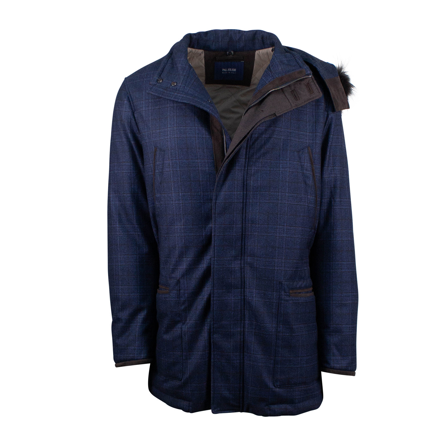 Pal Zileri // Plaid Wool Parka Coat Jacket // Blue (Euro: 48 ...