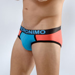 1662 S2 Brief // Black + Turquoise + Coral (S)