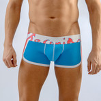 1666 B1 Trunk// White + Turquoise + Coral (XL)