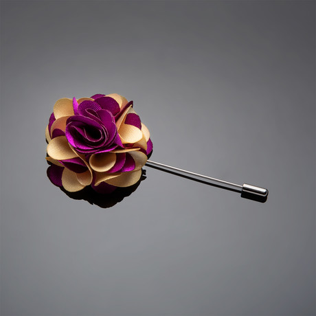 Duet Color Flower Lapel Pin // Ivory + Violet