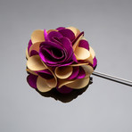 Duet Color Flower Lapel Pin // Ivory + Violet