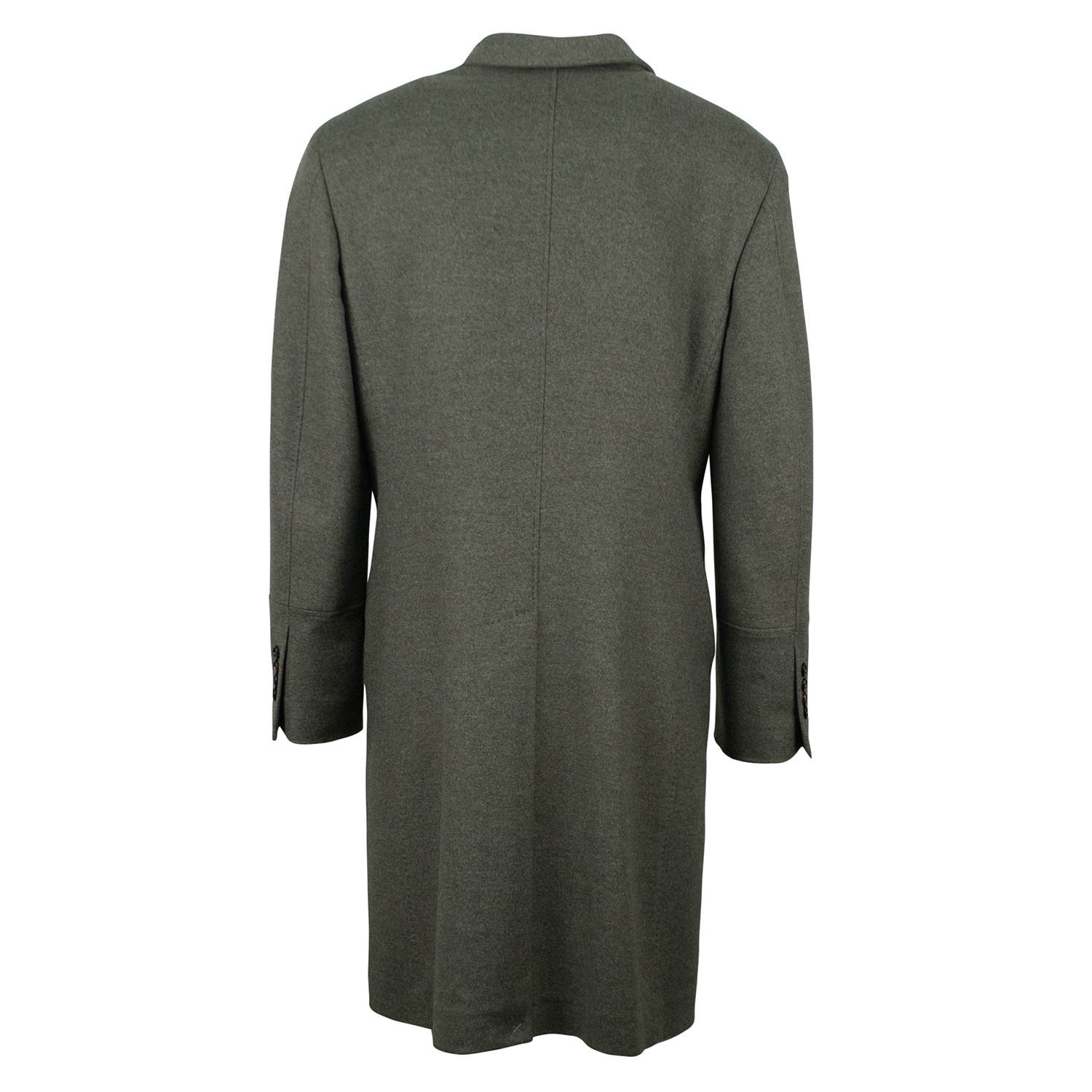Brunello Cucinelli // Cashmere Wool DB Overcoat // Green + Brown Button ...