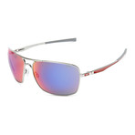 Oakley // Men's Plaintiff Squared Sunglasses // Polished Chrome + Red Iridium