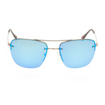 Prada // Men's Navigator Sunglasses // Matte Gold + Blue Mirror
