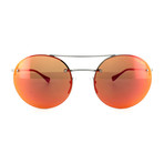 Prada // Men's Round Aviator Sunglasses // Gunmetal + Orange Mirror