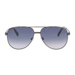 Zegna // Men's Metal Aviator Sunglasses // Gunmetal + Gray Gradient