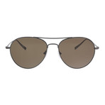 Zegna // Men's Titanium Aviator Sunglasses // Gray + Brown