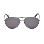 Zegna // Men's Aviator Sunglasses // Shiny Dark Ruthenium + Gray