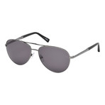 Zegna // Men's Aviator Sunglasses // Shiny Dark Ruthenium + Gray
