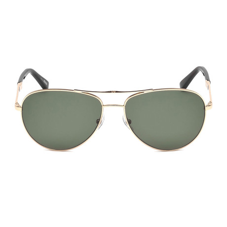 Zegna // Polarized Aviator Sunglasses // Shiny Rose Gold + Green Polarized