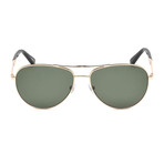 Zegna // Polarized Aviator Sunglasses // Shiny Rose Gold + Green Polarized