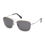Mont Blanc // Men's Classic Navigator Sunglasses // Shiny Palladium + Gray