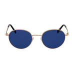 Mont Blanc // Men's Classic Round Metal Sunglasses // Shiny Rose Gold + Blue Gray