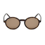 Mont Blanc // Men's Classic Round Acetate Sunglasses // Dark Havana + Brown