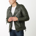 Mason + Cooper Boda Moto Leather Jacket // Green (L)