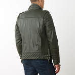 Mason + Cooper Boda Moto Leather Jacket // Green (S)