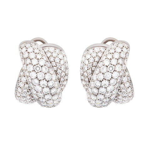 Damiani Gomitolo 18k White Gold Diamond Huggie Earrings
