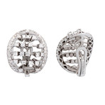 Damiani Abacus 18k White Gold Diamond Huggie Earrings