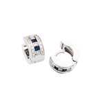 Damiani // Belle Epoque 18k White Gold Diamond + Blue Sapphire Earrings