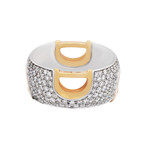 Damiani D. Icon 18k White Gold + 18k Rose Gold Diamond Pave Ring // Ring Size: 7.5