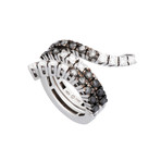 Damiani // Eden 18k White Gold Black + White Diamond Ring // Size 8.5