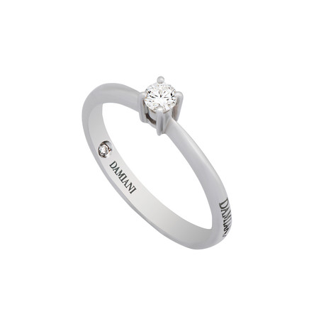 Damiani // D. Side 18k White Gold Diamond Engagement Ring // Size 7