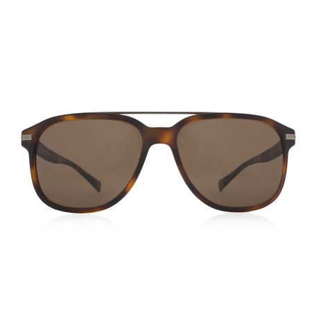 Burberry // Men's Acetate Aviator Sunglasses // Havana + Brown