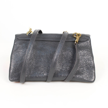 Leather Classic Mini Envelope Crossbody Bag // Gray