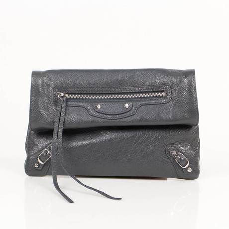 Leather Classic Mini Envelope Cross-Body Bag // Gray