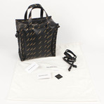 Leather All Over Logo Bazar Shopper Tote Bag // Black