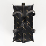 Leather All Over Logo Bazar Shopper Tote Bag // Black