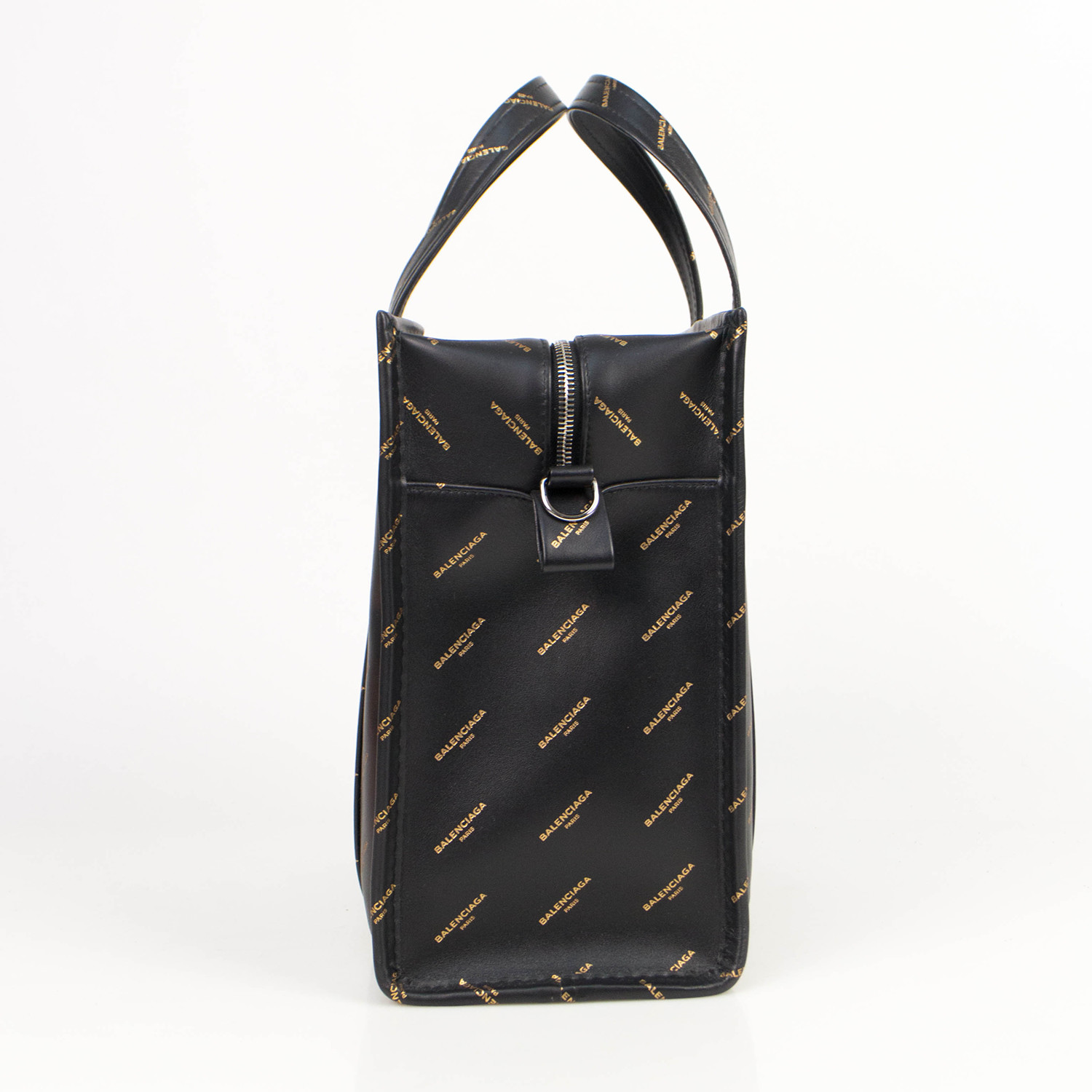 Leather All Over Logo Bazar Shopper Tote Bag // Black - Balenciaga - Touch of Modern