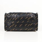 Leather All Over Logo Bazar Shopper Tote Bag // Black