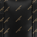 Leather All Over Logo Bazar Shopper Tote Bag // Black