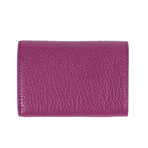 Pebbled Leather Metallic Mini Bi-Fold Wallet // Purple