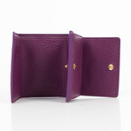 Pebbled Leather Metallic Mini Bi-Fold Wallet // Purple