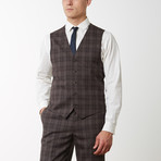 2BSV Notch Lapel Vested Suit  Brown Tartan Plaid (US: 48R)