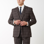 2BSV Notch Lapel Vested Suit  Brown Tartan Plaid (US: 38S)