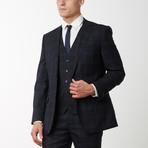 2BSV Notch Lapel Vested Suit Black Tartan Plaid (US: 36S)