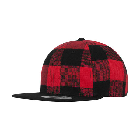 Checked Flanell Snapback // Black + Red