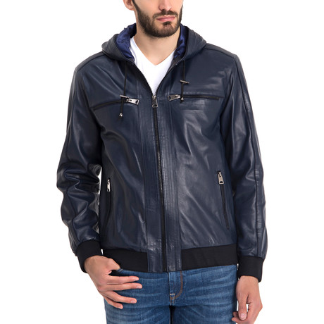 Deniz Leather Jacket // Dark Blue (S)
