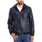 Deniz Leather Jacket // Dark Blue (2XL)