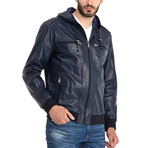 Deniz Leather Jacket // Dark Blue (L)