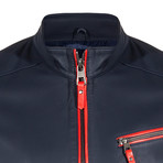 Umut Leather Jacket // Navy Blue (L)