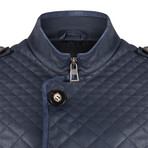 Mert Leather Jacket // Navy Blue (L)