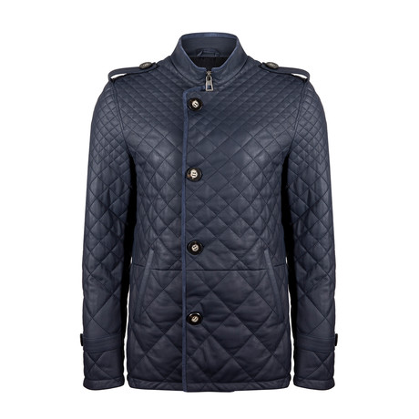Mert Leather Jacket // Navy Blue (S)
