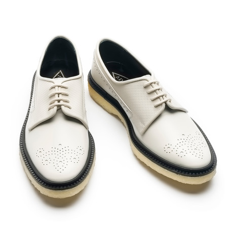 Robt Lace Up Derby // White + Perforated (Euro: 41)